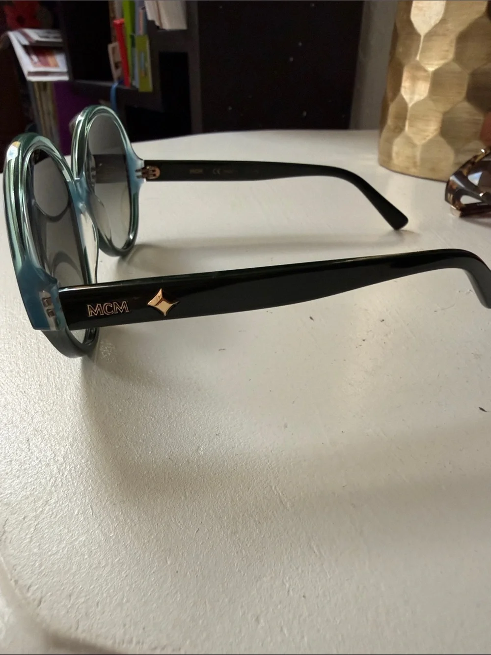 MCM Oversized Round Sunglasses in Seafoam Green with Dark Lenses